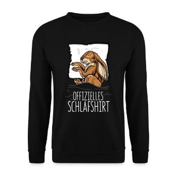 Offizielles Schlafshirt Hase Kaninchen Schlafanzug - Unisex Pullover - Schwarz - Vorne - Alina (178cm) & Michal (187cm)