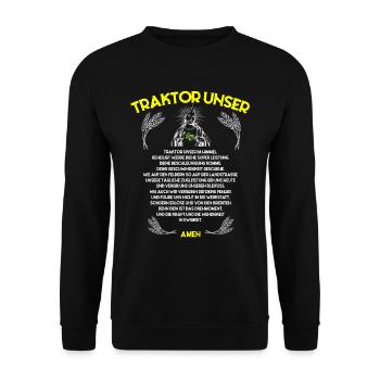 Traktor Unser Bauer Landwirt Spruch - Unisex Pullover - Schwarz - Vorne - Alina (178cm) & Michal (187cm)