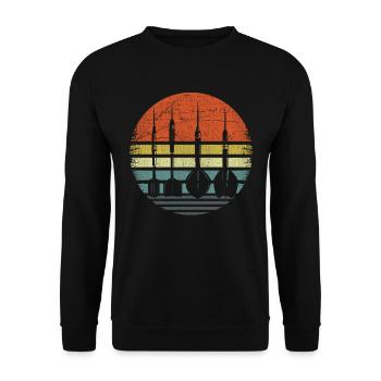 Retro Dartpfeile Vintage Dart Flights Darts - Unisex Sweatshirt - black - Front - Alina (178cm) & Michal (187cm)