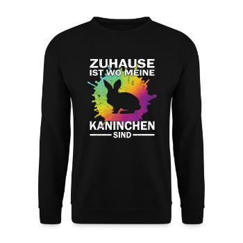 Zuhause ist wo meine Kaninchen sind - Hasen - Unisex Pullover - Schwarz - Vorne - Alina (178cm) & Michal (187cm)
