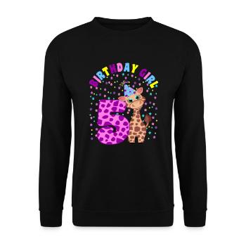 Children's Birthday Girl 5 years old Giraffe - Unisex Sweatshirt - black - Front - Alina (178cm) & Michal (187cm)