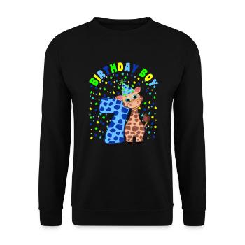 Children's Birthday Boy 7 years old Giraffe - Unisex Sweatshirt - black - Front - Alina (178cm) & Michal (187cm)