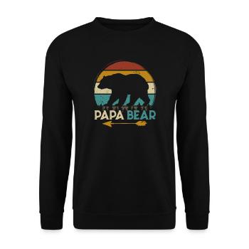 Vatertag Papabear Papa Retro Vintage - Unisex Pullover - Schwarz - Vorne - Alina (178cm) & Michal (187cm)