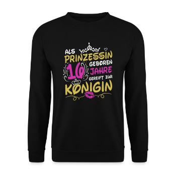 Als Prinzessin Geboren 16 Geburtstag Frau Mama - Unisex Pullover - Schwarz - Vorne - Alina (178cm) & Michal (187cm)