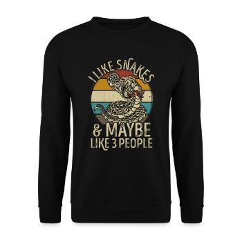 Schlangen Schlange retro vintage lustig Spruch - Unisex Pullover - Schwarz - Vorne - Alina (178cm) & Michal (187cm)