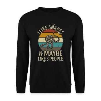 Schlangen Schlange retro vintage lustig Spruch - Unisex Pullover - Schwarz - Vorne - Alina (178cm) & Michal (187cm)