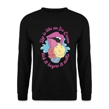 Crème glacée avec les lèvres et la langue - Sweat-shirt Unisexe - noir - Devant - Alina (178cm) & Michal (187cm)