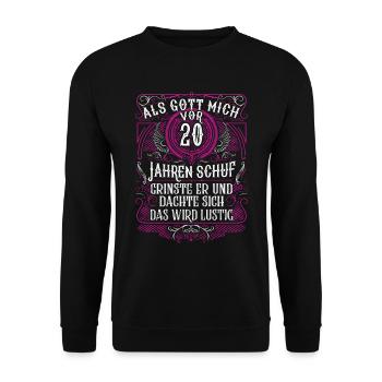 Als Gott mich vor 20 Jahren schuf 20. Geburtstag - Unisex Pullover - Schwarz - Vorne - Alina (178cm) & Michal (187cm)