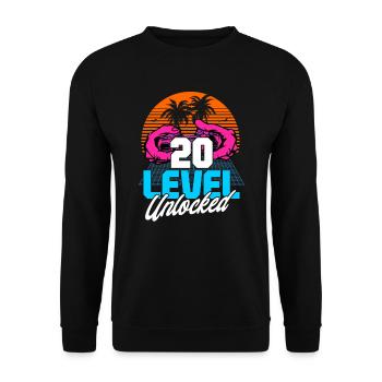 Niveau 20 Débloqué 20ème anniversaire Gamer 80s rétro - Sweat-shirt Unisexe - noir - Devant - Alina (178cm) & Michal (187cm)