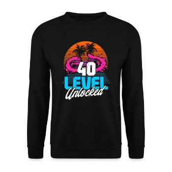 Niveau 40 Débloqué 40th Birthday Gamer 80s rétro - Sweat-shirt Unisexe - noir - Devant - Alina (178cm) & Michal (187cm)