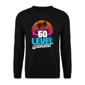 Level 60 Unlocked 60. Geburtstag Gamer 60er retro - Unisex Pullover - Schwarz - Vorne - Alina (178cm) & Michal (187cm)