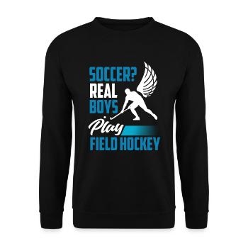 Field Hockey Hockey Player Feldhockey Boys - Unisex Pullover - Schwarz - Vorne - Alina (178cm) & Michal (187cm)
