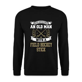 Field Hockey Hockey Player Feldhockey Opa - Unisex Pullover - Schwarz - Vorne - Alina (178cm) & Michal (187cm)