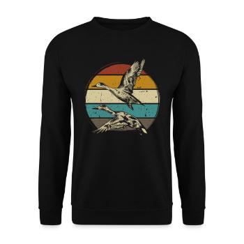 Duck retro vintage - Unisex Sweatshirt - black - Front - Alina (178cm) & Michal (187cm)