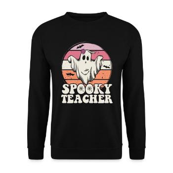 Teacher Halloween Ghost Spooky Teacher - Unisex Sweatshirt - black - Front - Alina (178cm) & Michal (187cm)