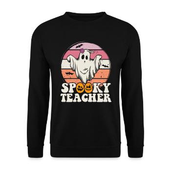 Teacher Halloween Ghost Spooky Teacher - Unisex Sweatshirt - black - Front - Alina (178cm) & Michal (187cm)