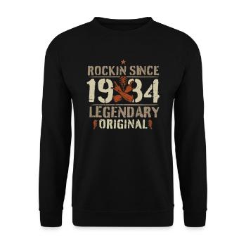 1934 88 Jahre Rock and Roll Geburtstag Geschenk - Unisex Sweatshirt - black - Front - Alina (178cm) & Michal (187cm)
