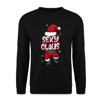 Sexy Claus Weihnachtsmann Kostüm Familien Outfit - Unisex Pullover - Schwarz - Vorne - Alina (178cm) & Michal (187cm)