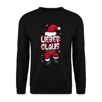 Lieber Claus Weihnachtsmann Kostüm Familien Outfit - Unisex Pullover - Schwarz - Vorne - Alina (178cm) & Michal (187cm)