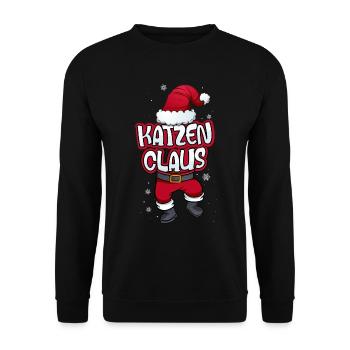 Katzen Claus Weihnachtsmann Kostüm Familien Outfit - Unisex Pullover - Schwarz - Vorne - Alina (178cm) & Michal (187cm)