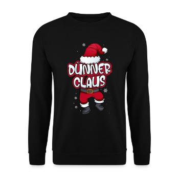 Dünner Claus Weihnachtsmann Kostüm Familien Outfit - Unisex Pullover - Schwarz - Vorne - Alina (178cm) & Michal (187cm)
