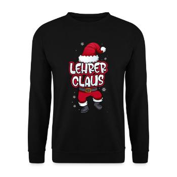 Lehrer Claus Weihnachtsmann Kostüm Familien Outfit - Unisex Pullover - Schwarz - Vorne - Alina (178cm) & Michal (187cm)