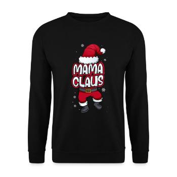 Mama Claus Weihnachtsmann Kostüm Familien Outfit - Unisex Pullover - Schwarz - Vorne - Alina (178cm) & Michal (187cm)