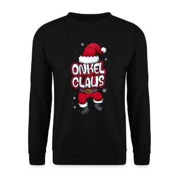 Onkel Claus Weihnachtsmann Kostüm Familien Outfit - Unisex Pullover - Schwarz - Vorne - Alina (178cm) & Michal (187cm)