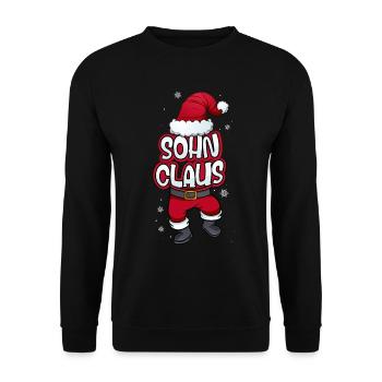 Sohn Claus Weihnachtsmann Kostüm Familien Outfit - Unisex Pullover - Schwarz - Vorne - Alina (178cm) & Michal (187cm)