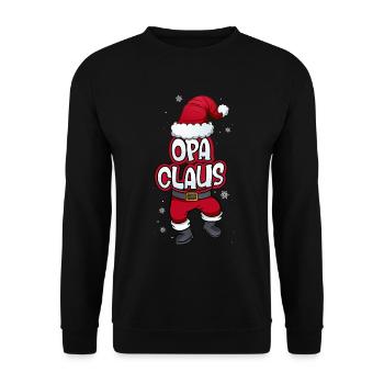 Opa Claus Weihnachtsmann Kostüm Familien Outfit - Unisex Pullover - Schwarz - Vorne - Alina (178cm) & Michal (187cm)