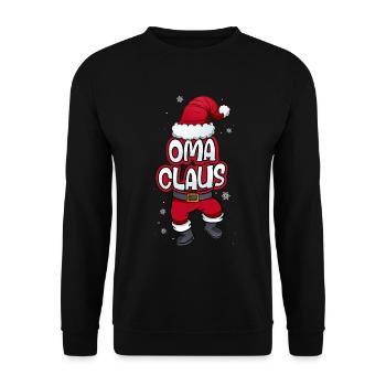 Oma Claus Weihnachtsmann Kostüm Familien Outfit - Unisex Pullover - Schwarz - Vorne - Alina (178cm) & Michal (187cm)