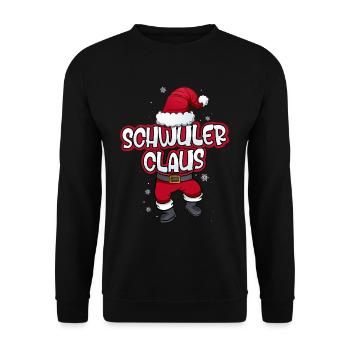 Schwuler Weihnachtsmann Kostüm Familien - Unisex Pullover - Schwarz - Vorne - Alina (178cm) & Michal (187cm)