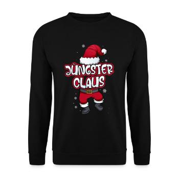 Jüngster Claus Weihnachtsmann Kostüm Familien - Unisex Pullover - Schwarz - Vorne - Alina (178cm) & Michal (187cm)