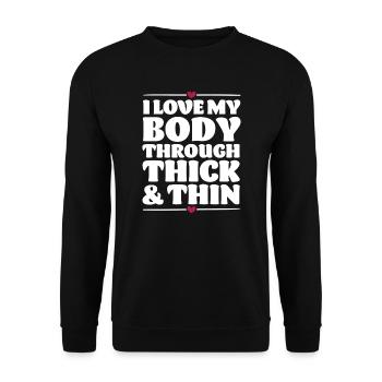Liebe deinen Körper - Unisex Pullover - Schwarz - Vorne - Alina (178cm) & Michal (187cm)