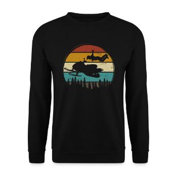 Snowmobile Snowmobiling sled motor sled retro - Unisex Sweatshirt - black - Front - Alina (178cm) & Michal (187cm)