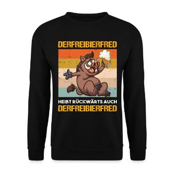 Derfreibierfred Heißt Rückwärts Auch Bier - Unisex Pullover - Schwarz - Vorne - Alina (178cm) & Michal (187cm)