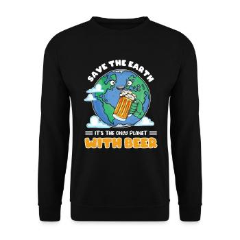 Save the earth its the only planet with beer - Unisex Pullover - Schwarz - Vorne - Alina (178cm) & Michal (187cm)