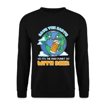 Save the earth its the only planet with beer - Unisex Pullover - Schwarz - Vorne - Alina (178cm) & Michal (187cm)