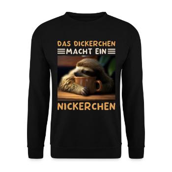 Das Dickerchen Macht Ein Nickerchen Morgenmuffel - Unisex Pullover - Schwarz - Vorne - Alina (178cm) & Michal (187cm)