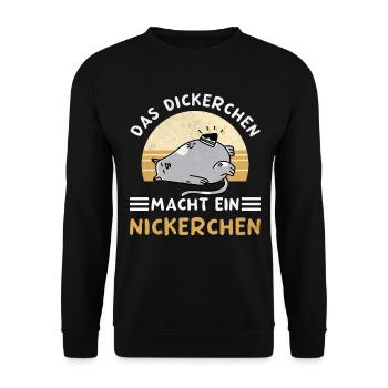 Das Dickerchen Macht Ein Nickerchen Morgenmuffel - Unisex Pullover - Schwarz - Vorne - Alina (178cm) & Michal (187cm)