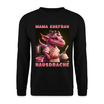 Ehefrau Mama Hausdrache - Unisex Pullover - Schwarz - Vorne - Alina (178cm) & Michal (187cm)