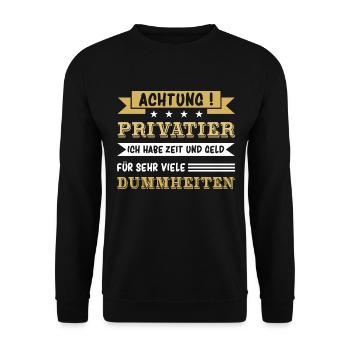 Achtung Privatier - Unisex Pullover - Schwarz - Vorne - Alina (178cm) & Michal (187cm)