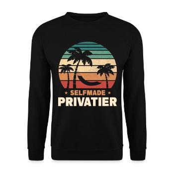 Selfmade Privatier - Unisex Pullover - Schwarz - Vorne - Alina (178cm) & Michal (187cm)