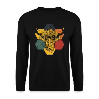 Scottish Highlands Highland Cattle Highland Cow - Unisex Sweatshirt - black - Front - Alina (178cm) & Michal (187cm)