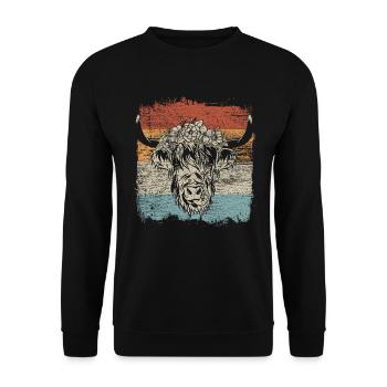 Scottish Highlands Highland Cattle Highland Cow - Unisex Sweatshirt - black - Front - Alina (178cm) & Michal (187cm)