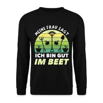 Gärtner Ich Bin Gut Im Beet - Unisex Pullover - Schwarz - Vorne - Alina (178cm) & Michal (187cm)