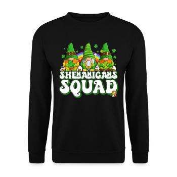 St Patricks Day Irland Wichtel Gnome - Unisex Pullover - Schwarz - Vorne - Alina (178cm) & Michal (187cm)