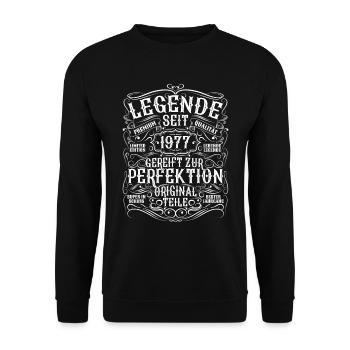 Legende 1977 Geburtstag legendär seit 1977 - Unisex Pullover - Schwarz - Vorne - Alina (178cm) & Michal (187cm)
