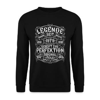 Legende 1979 Geburtstag legendär seit 1979 - Unisex Pullover - Schwarz - Vorne - Alina (178cm) & Michal (187cm)