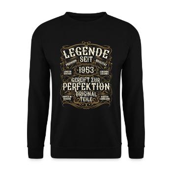 Legende 1953 Geburtstag geboren im Jahr 1953 - Unisex Pullover - Schwarz - Vorne - Alina (178cm) & Michal (187cm)